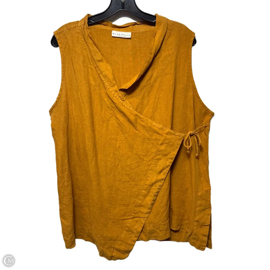 Linen Wrap Top Sleeveless By Bryn Walker In Gold, Size: Xl