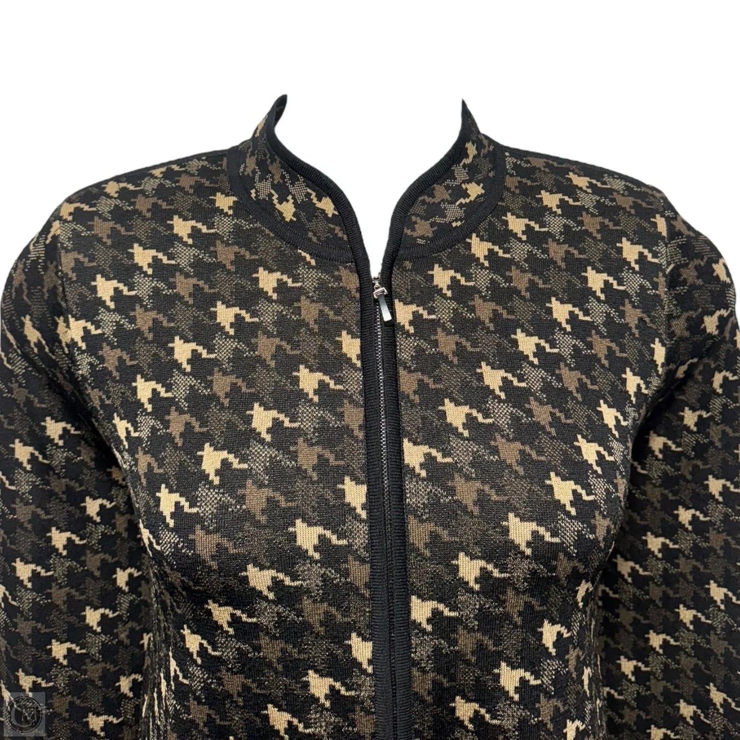 Houndstooth Sweater Cardigan By Misook In Multi-colored, Size: M