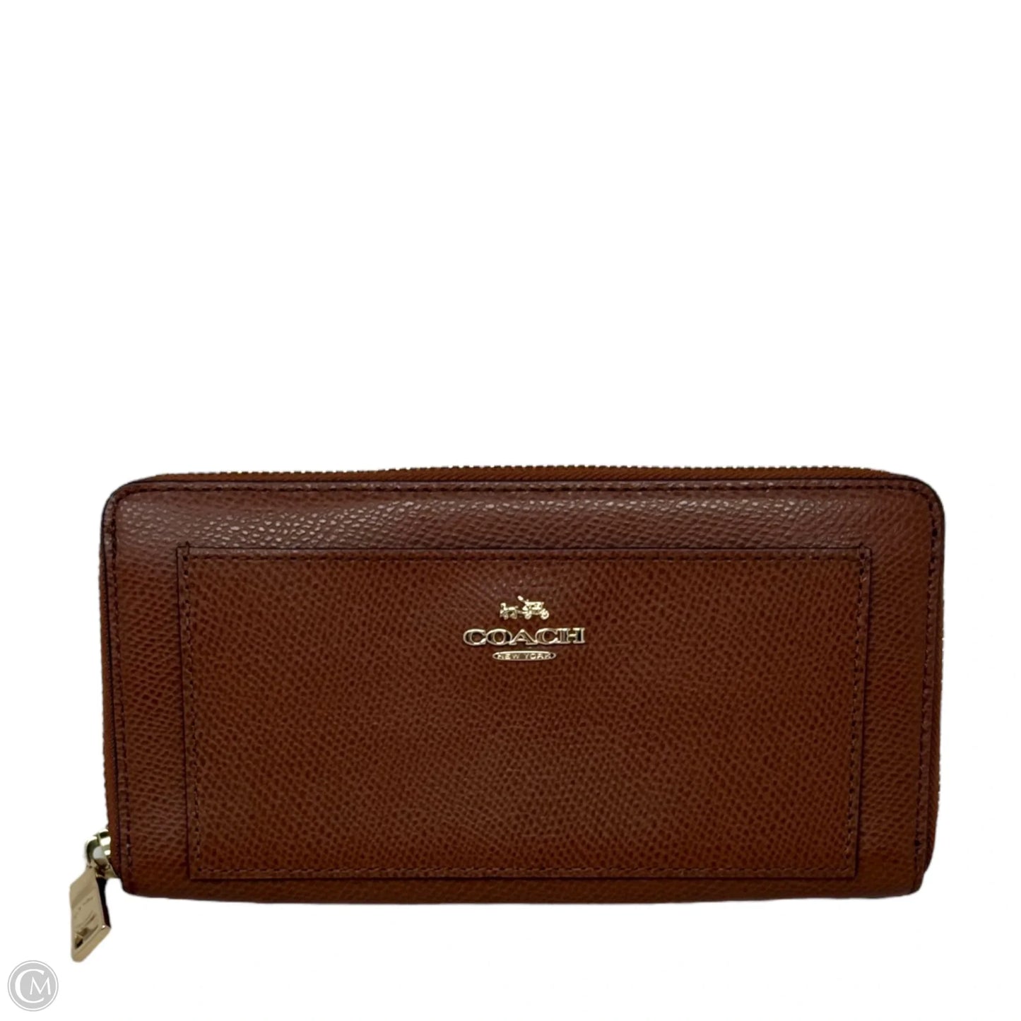 Crossgrain Leather Accordion Zip Wallet Designer By Coach, Size: Medium