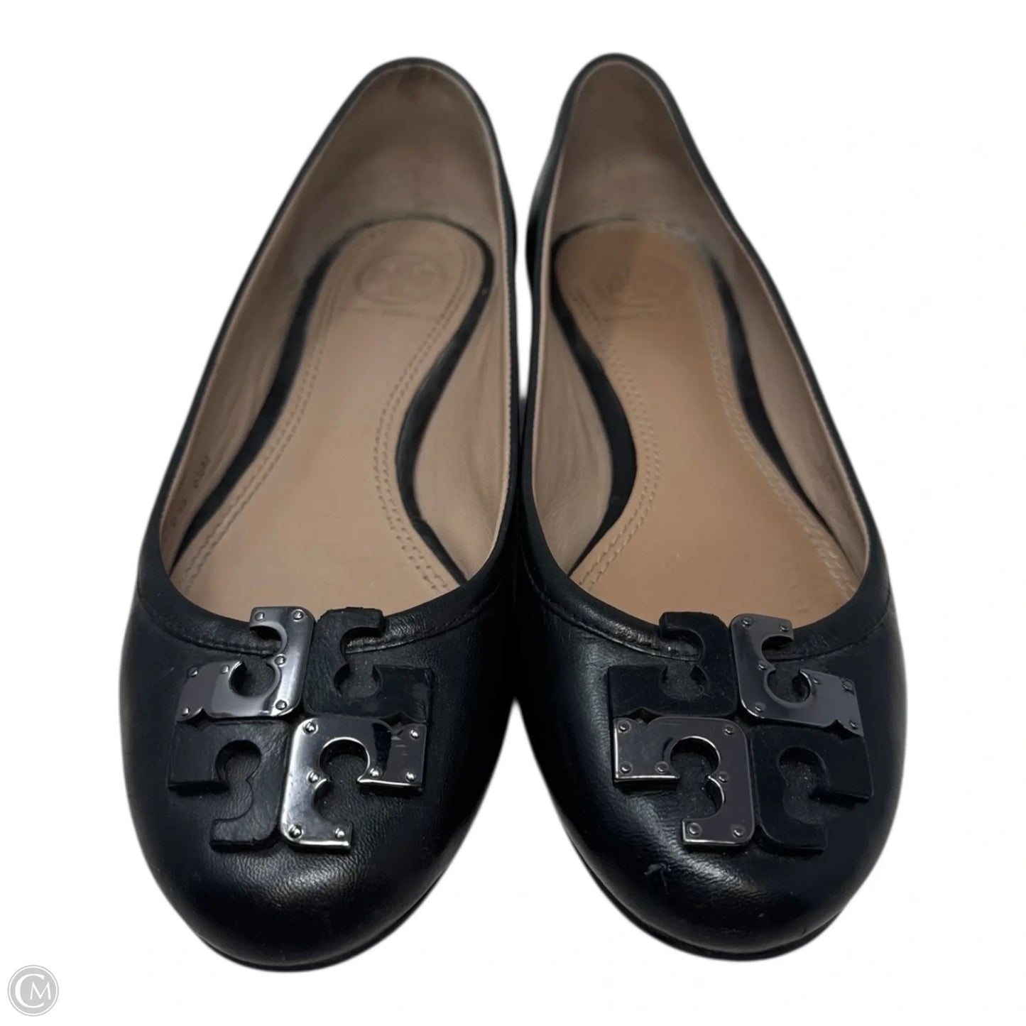 Logo Flats Shoes Designer By Tory Burch In Black, Size: 5.5