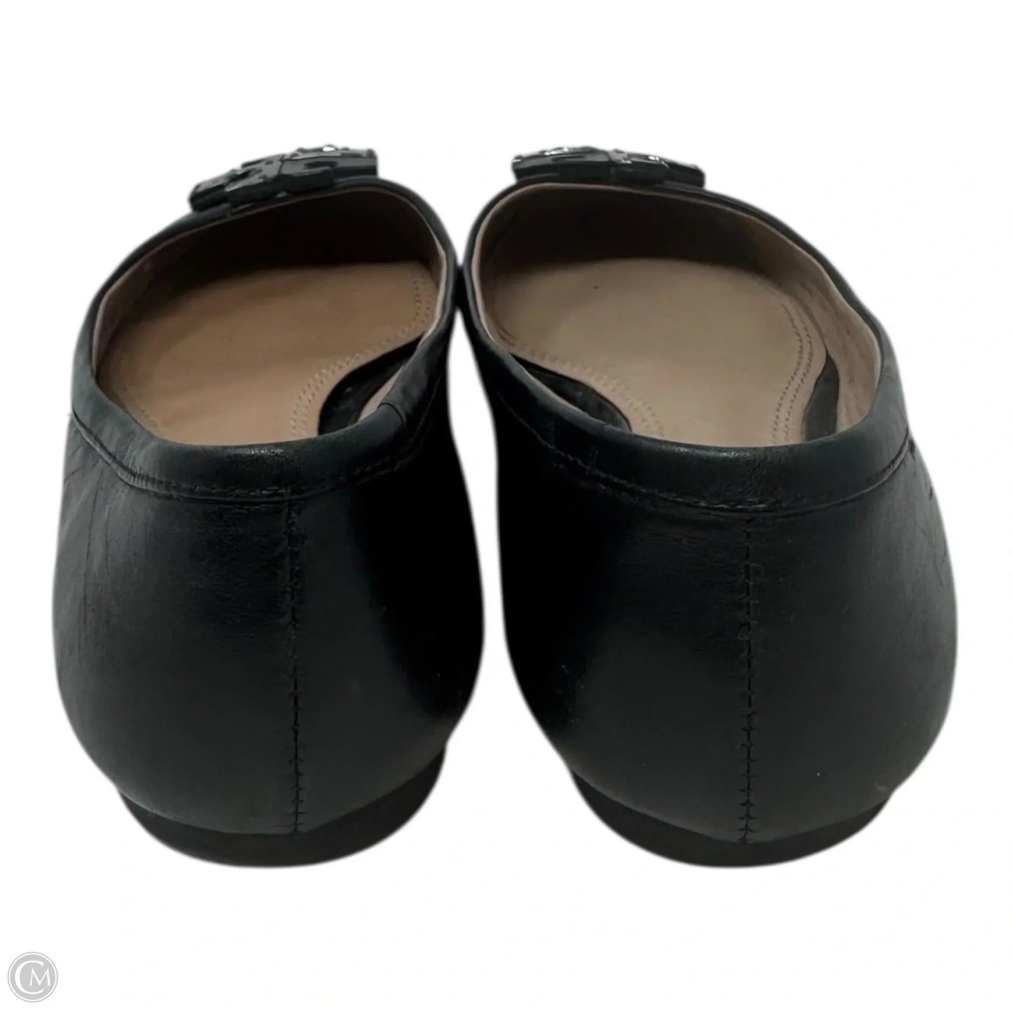 Logo Flats Shoes Designer By Tory Burch In Black, Size: 5.5