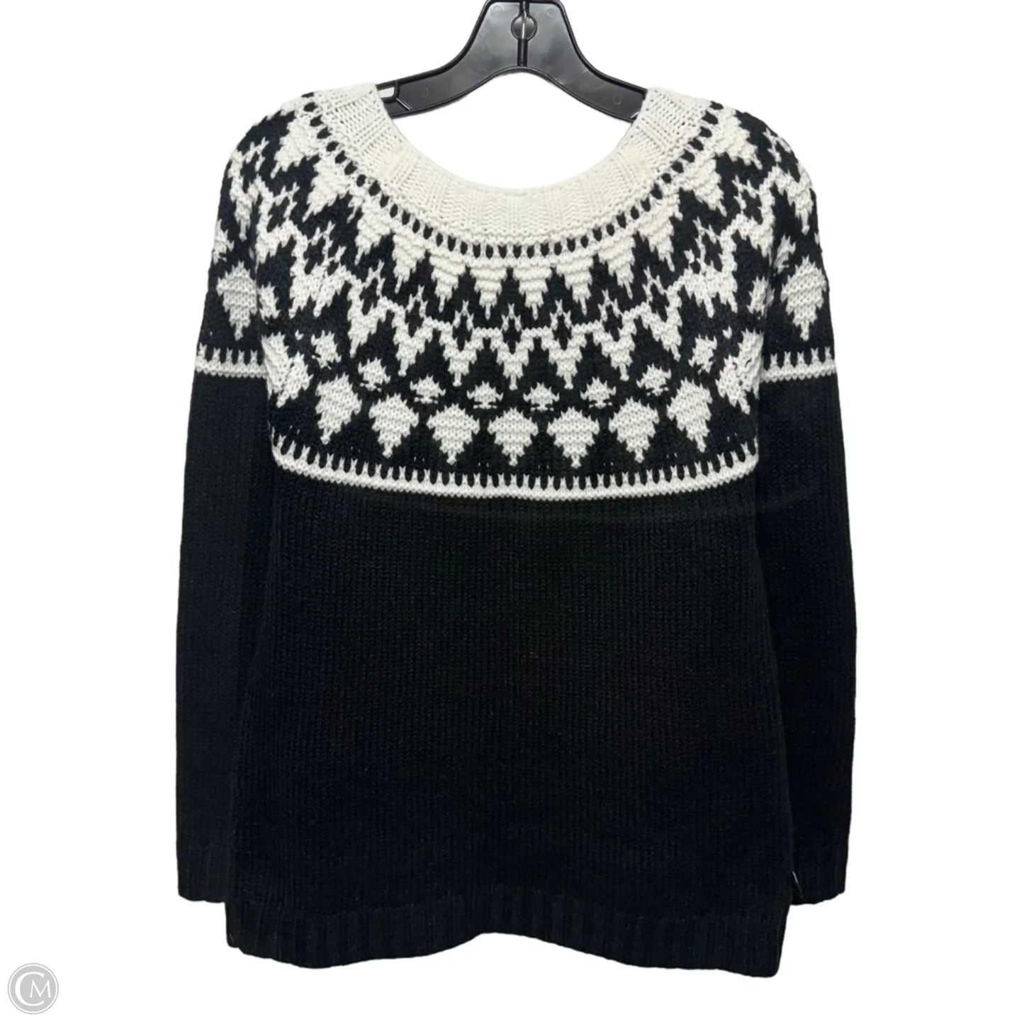 Fair Isle Pattern Sweater Designer By Karl Lagerfeld In Black & White, Size: M
