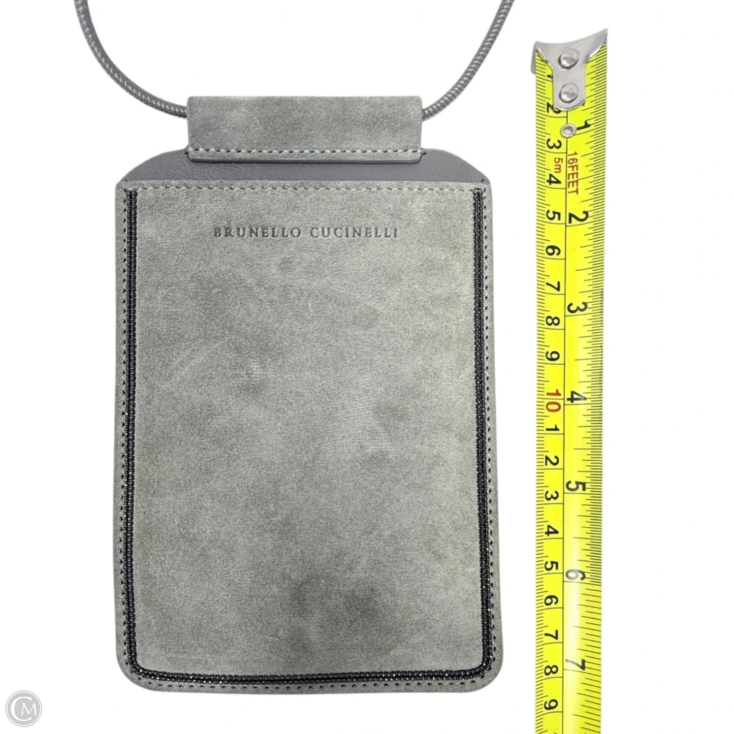 Suede Phone Crossbody Designer By Brunello Cucinelli, Size: Small