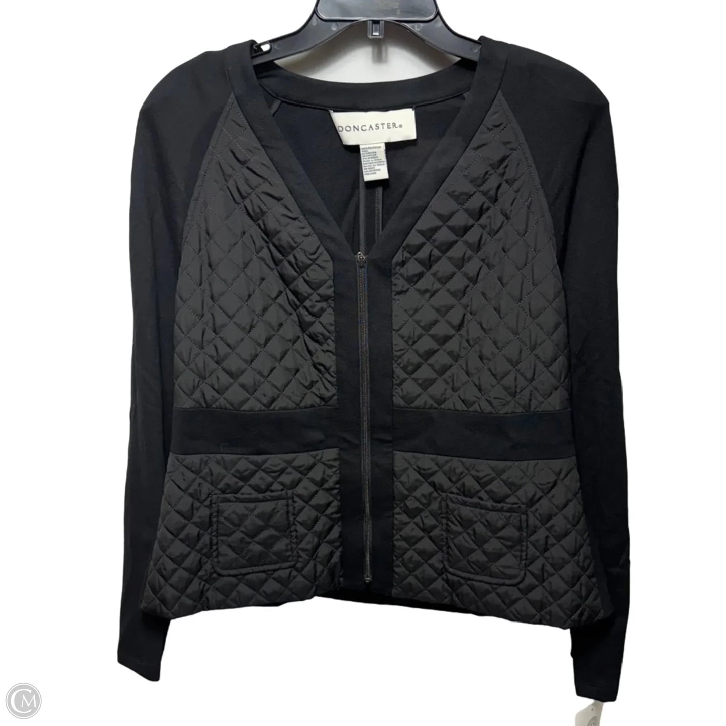 Diamond Quilted Zip Front Jacket By Doncaster In Black, Size: 14