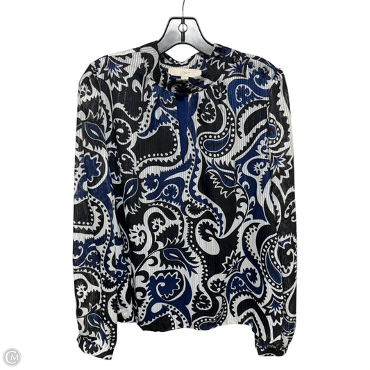 Keyhole Blouse Long Sleeve By Loft In Multi-colored, Size: L