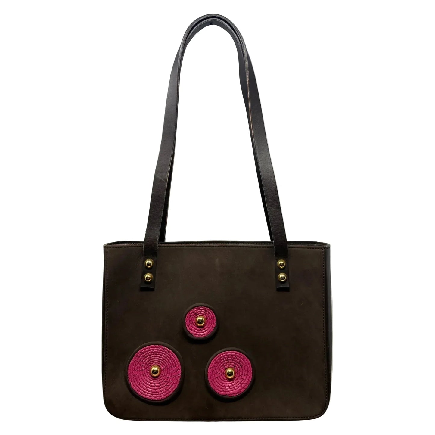 Suede Tote With Circle Appliqués By Casadei, Size: Small