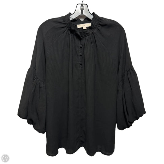 Blouse 3/4 Sleeve By Loft In Black, Size: L