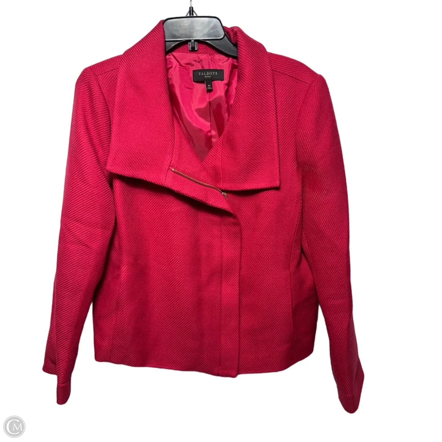 Wool Blend Moto Jacket By Talbots In Pink, Size: 16 Petite