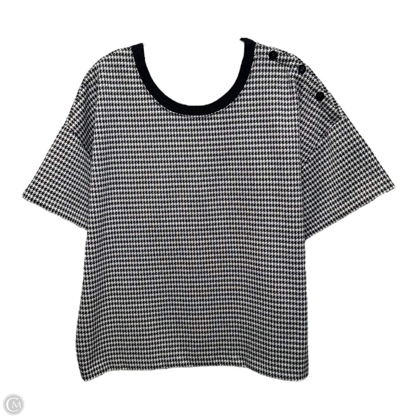 Top Short Sleeve By Ralph Lauren Black Label In Black & White Houndstooth, Size: Xl