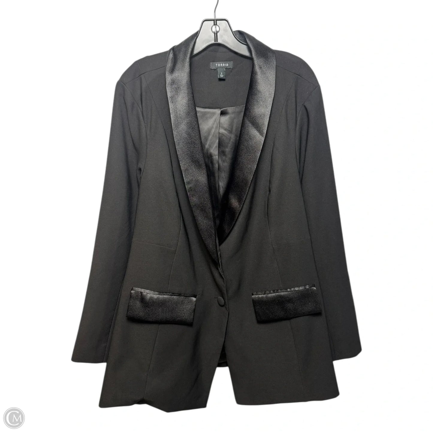 Studio Refined Crepe Satin Lapel Blazer By Torrid In Black, Size: 2X