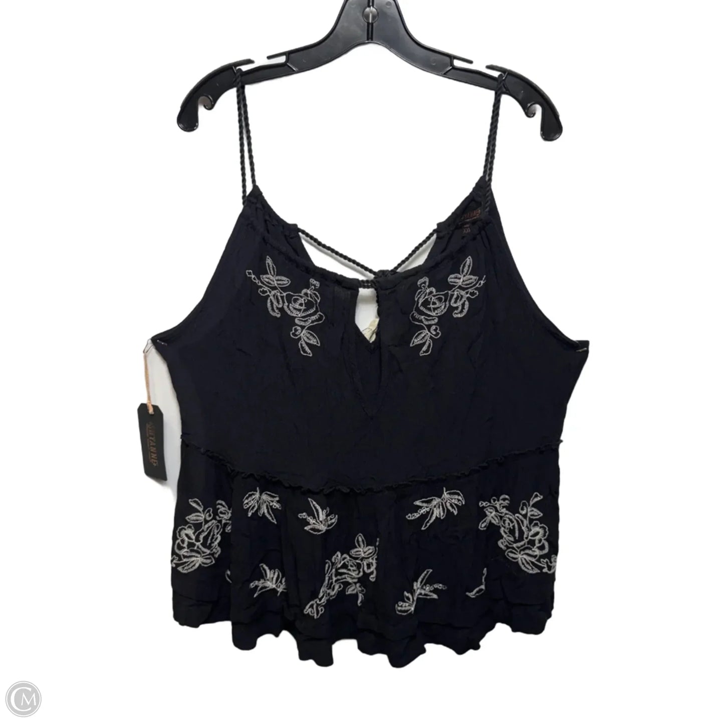 Embroidered Top Sleeveless By Shyanne In Black & White, Size: Xxl