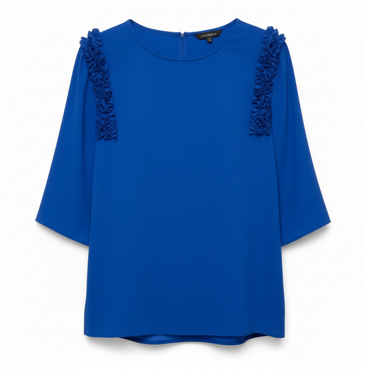 Silk Blouse Short Sleeve By Kobi Halperin In Blue, Size: S