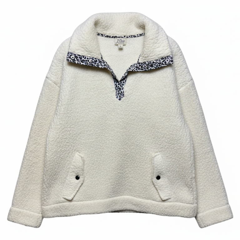 Vintage Fleece Jacket By J. Crew In Cream, Size: S