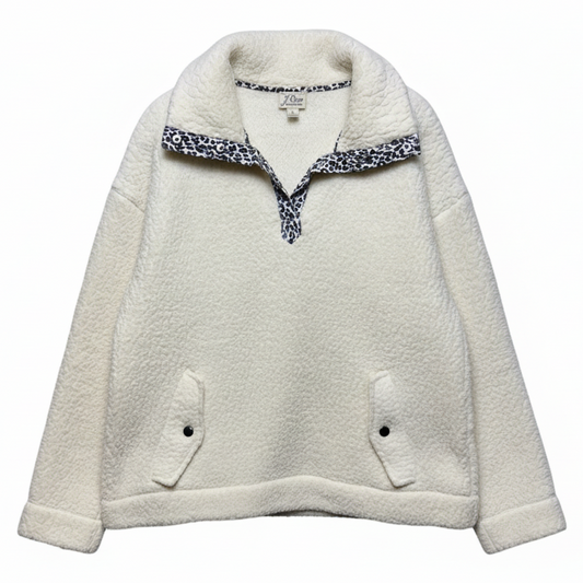 Vintage Fleece Jacket By J. Crew In Cream, Size: S