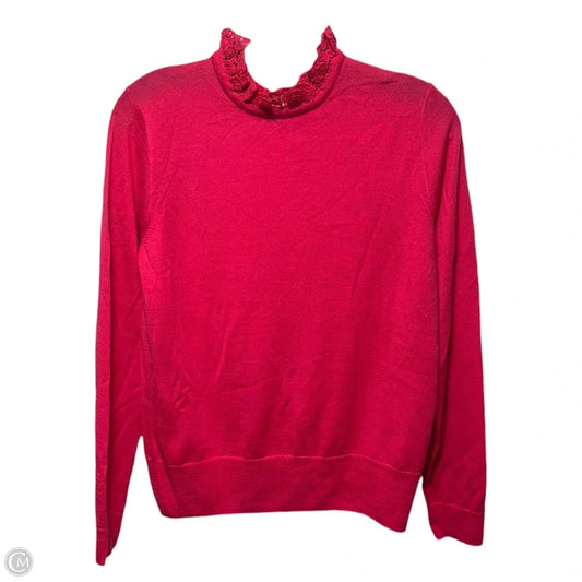 Tippi Lace Collar Merino Wool Sweater By J. Crew In Pink, Size: S