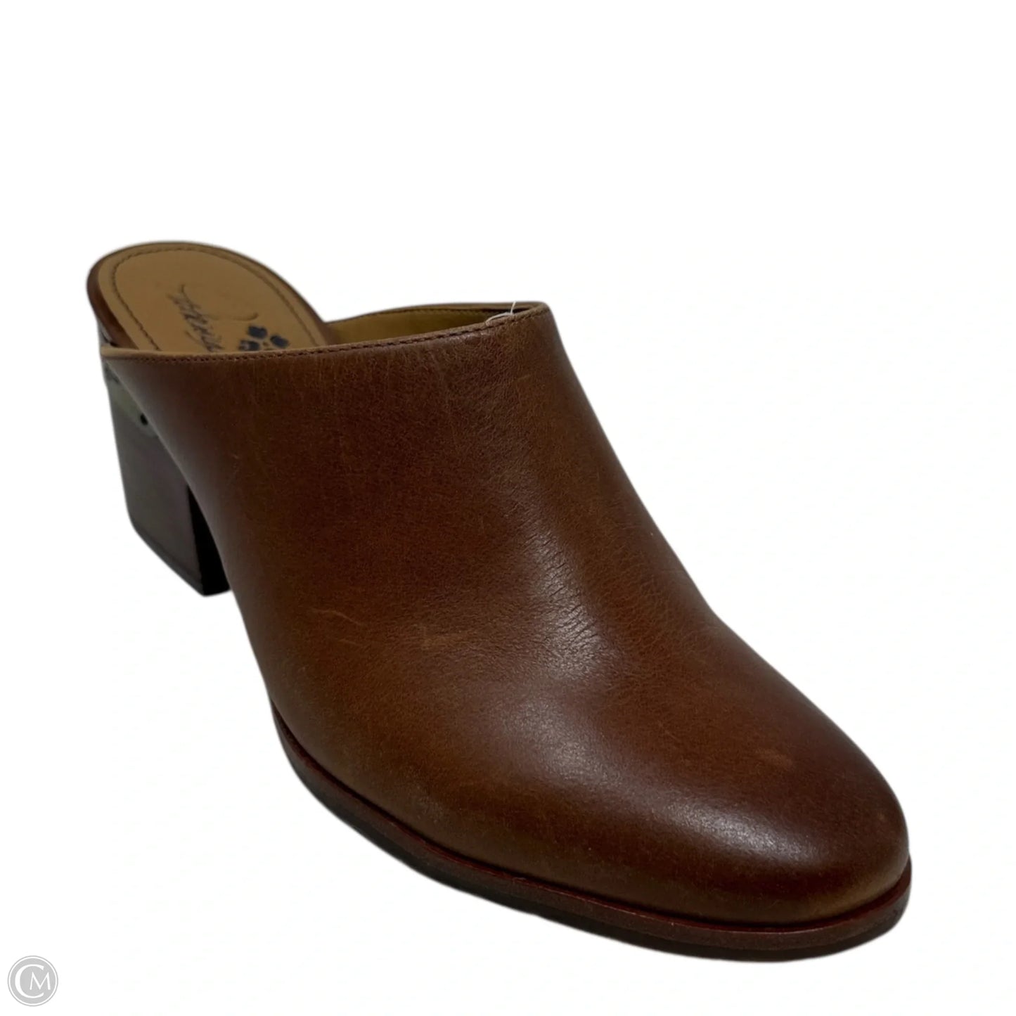 Michaela Brass Trim Leather Mules Designer By Patricia Nash In Brown, Size: 7.5