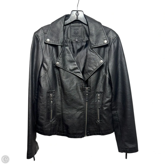 Leatherette Moto Jacket By Max Studio In Black, Size: M