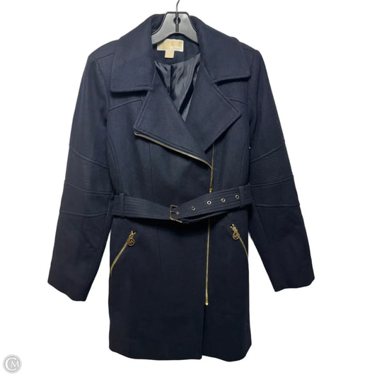 Wool Blend Coat By Michael By Michael Kors In Navy, Size: M