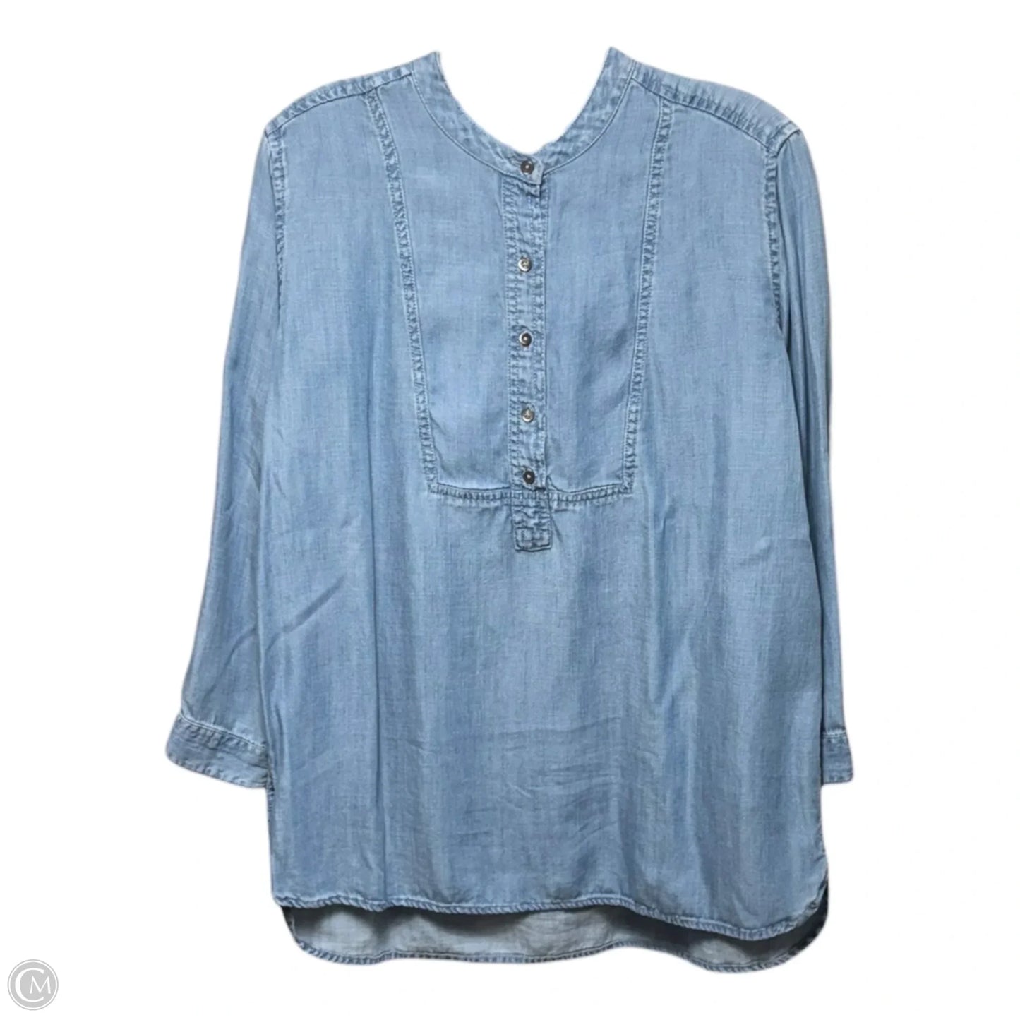 Chambray Popover Tunic Top Long Sleeve By J. Crew In Blue, Size: 0