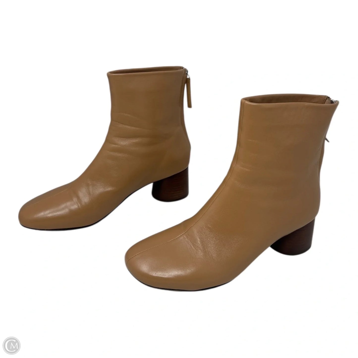 Glove Leather Heel Boots Designer By Mansur Gavriel In Tan, Size: 10.5