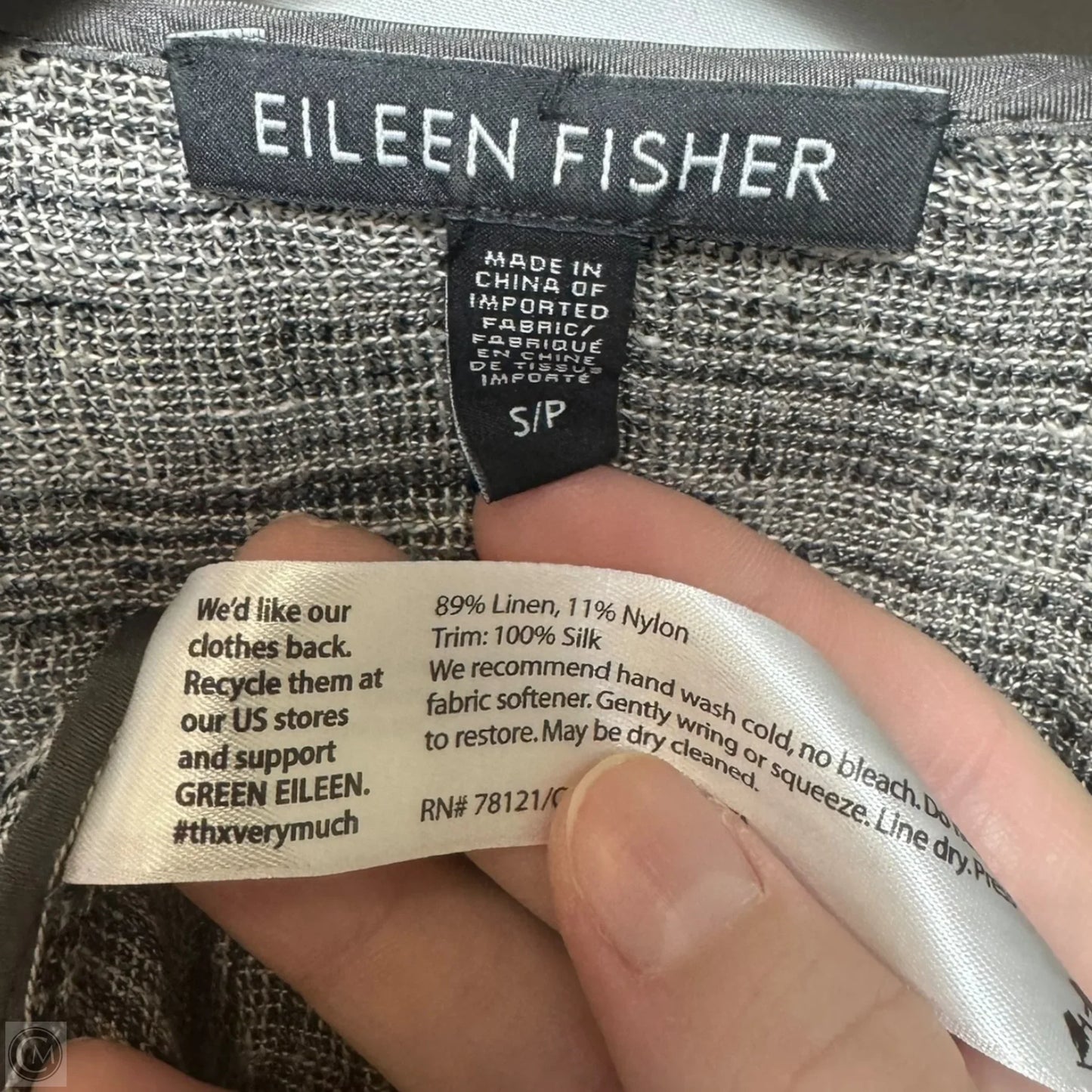 Linen Blend Cardigan By Eileen Fisher In Grey, Size: S