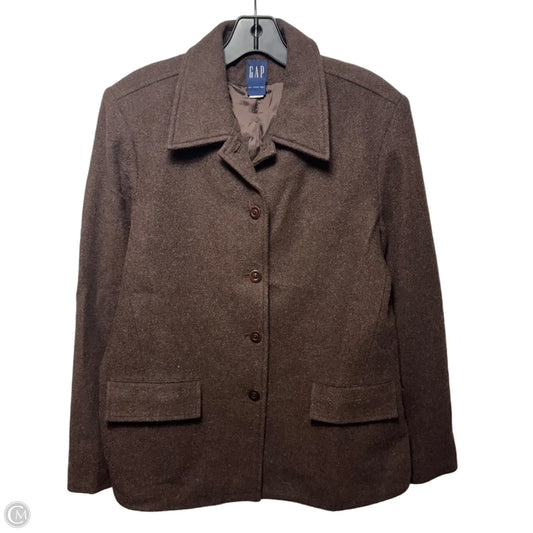 Wool Blend Jacket By Gap In Brown, Size: L