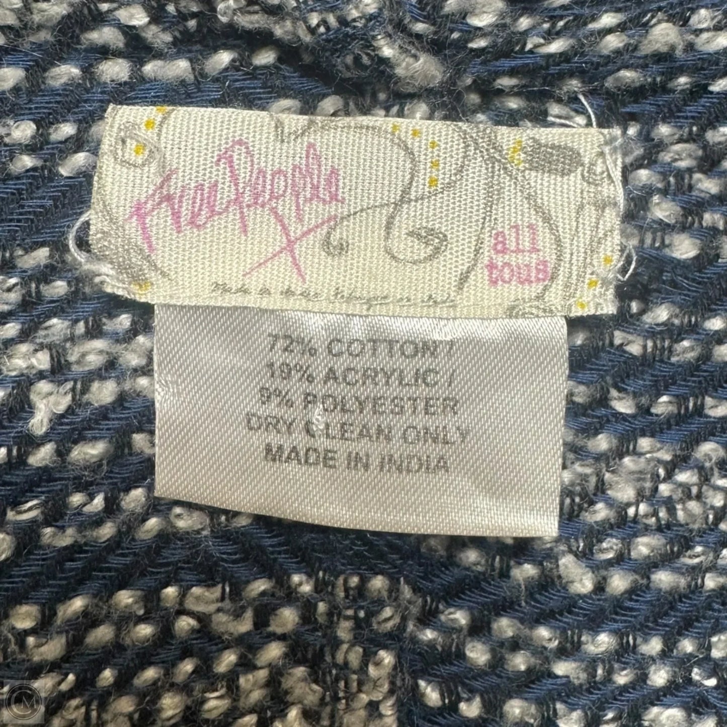 Poncho By Free People In Blue & Grey, Size: Osfm