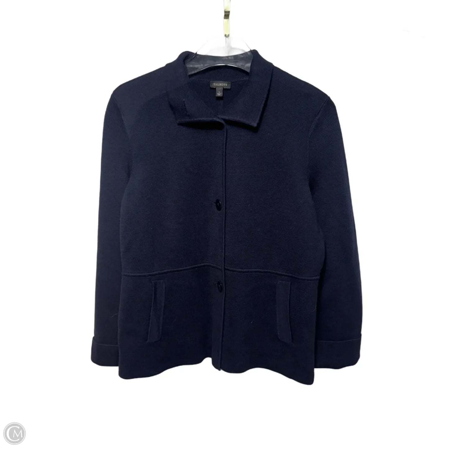 Sweater Cardigan By Talbots In Navy, Size: L