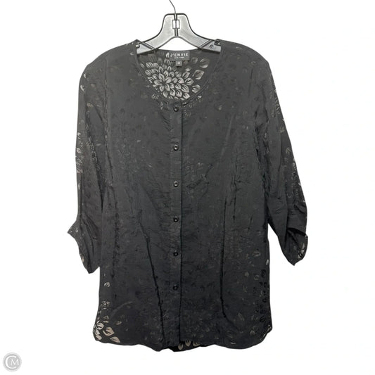 Sheer Cutout Top 3/4 Sleeve By J’Envie In Black, Size: 12