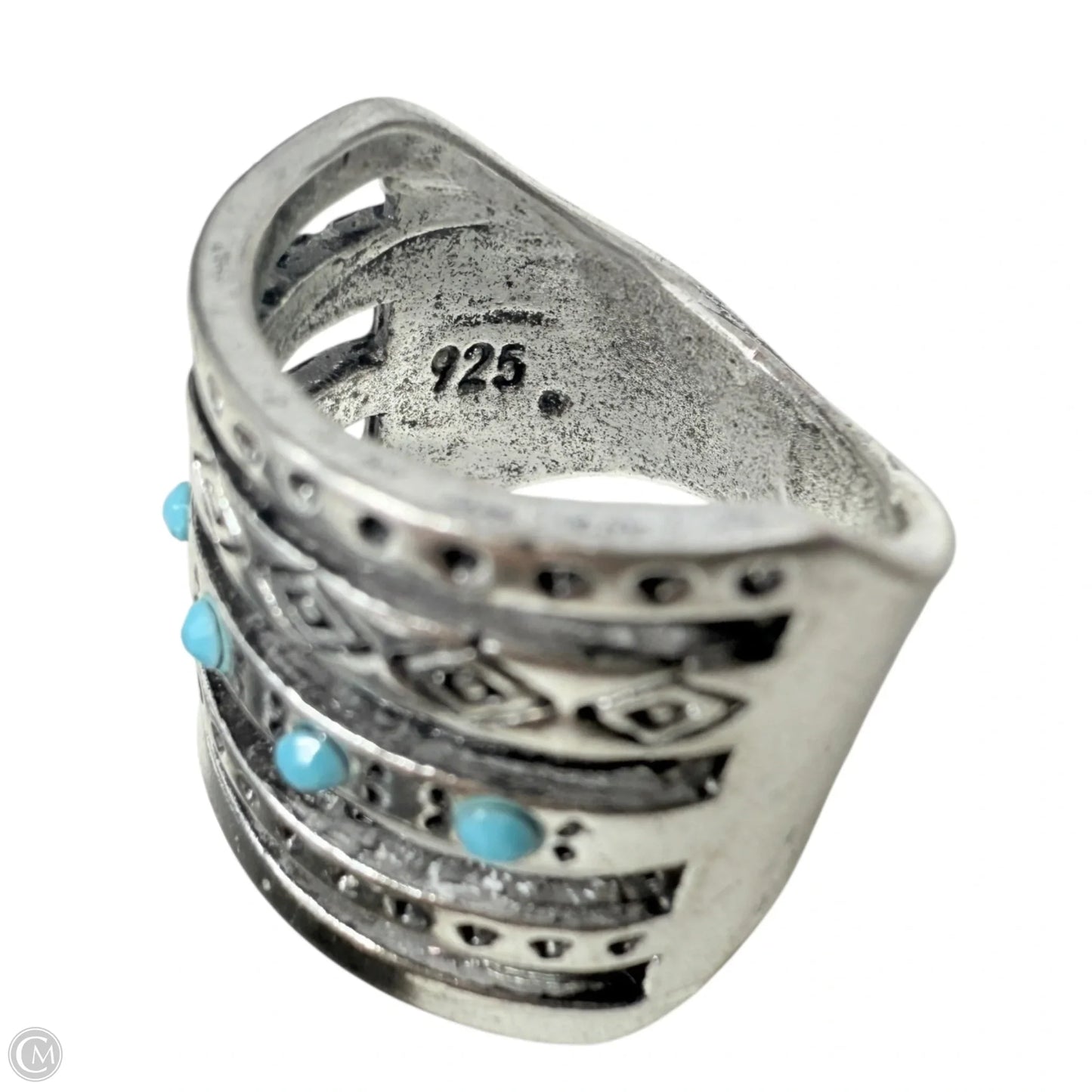 Sterling Silver Aztec Engraved Turquoise Ring By Boho Magic, Size: 9