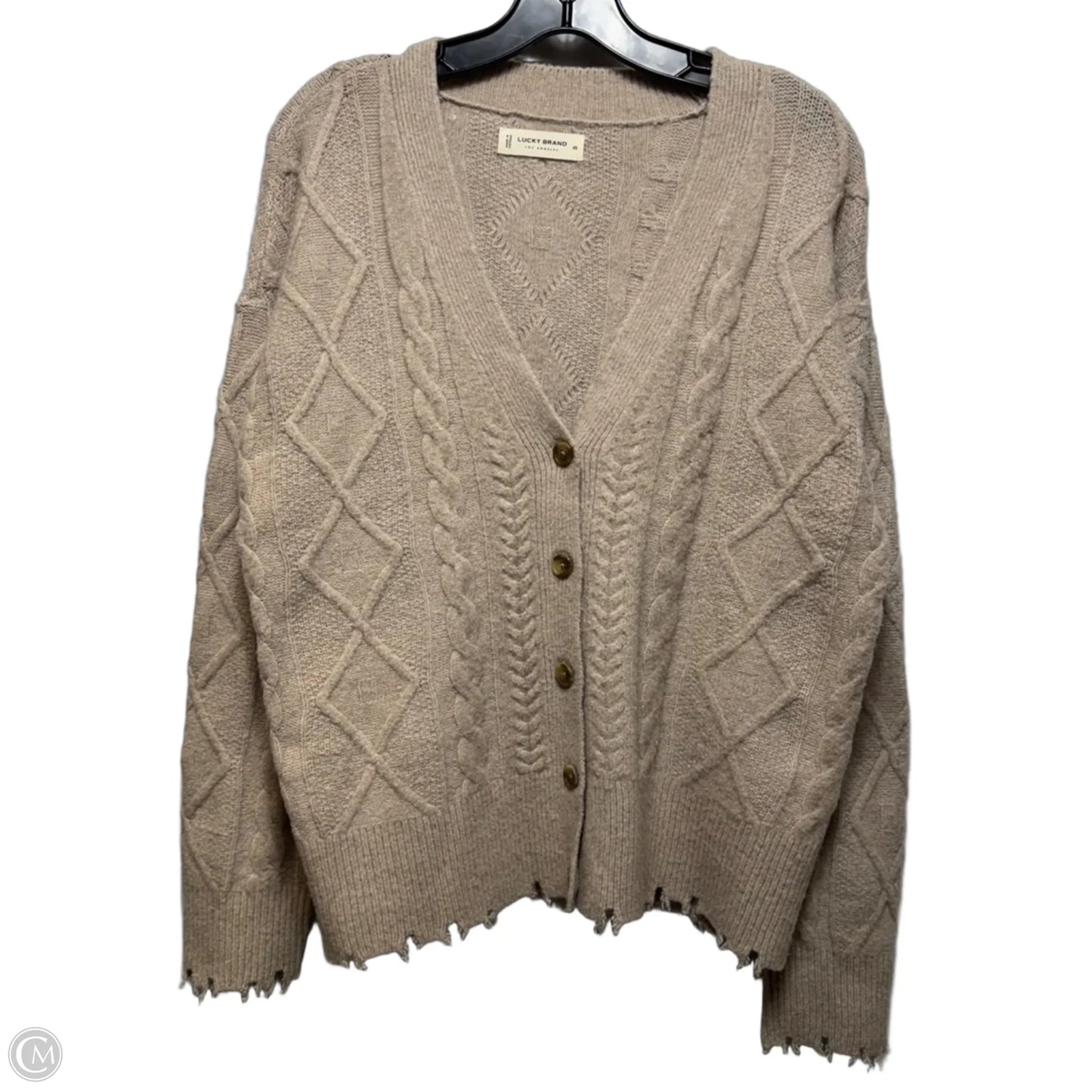 Sweater Cardigan By Lucky Brand In Beige, Size: Xs