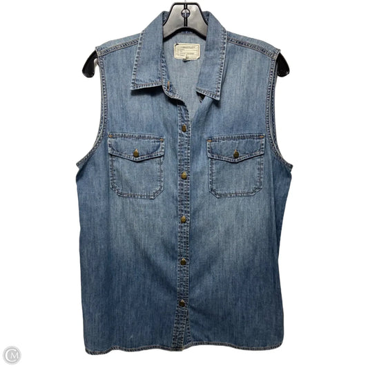Top Sleeveless By Current Elliott In Blue Denim, Size: L