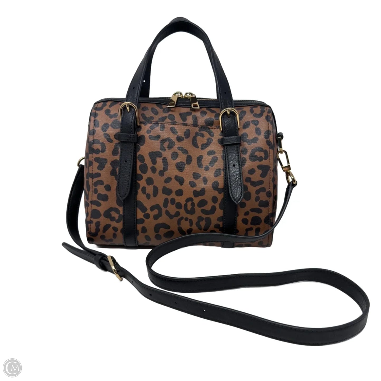 Rachel Leopard Print PVC Satchel By Fossil, Size: Medium