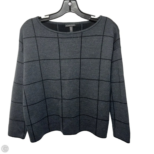 Merino Wool Sweater By Eileen Fisher In Black & Grey, Size: S