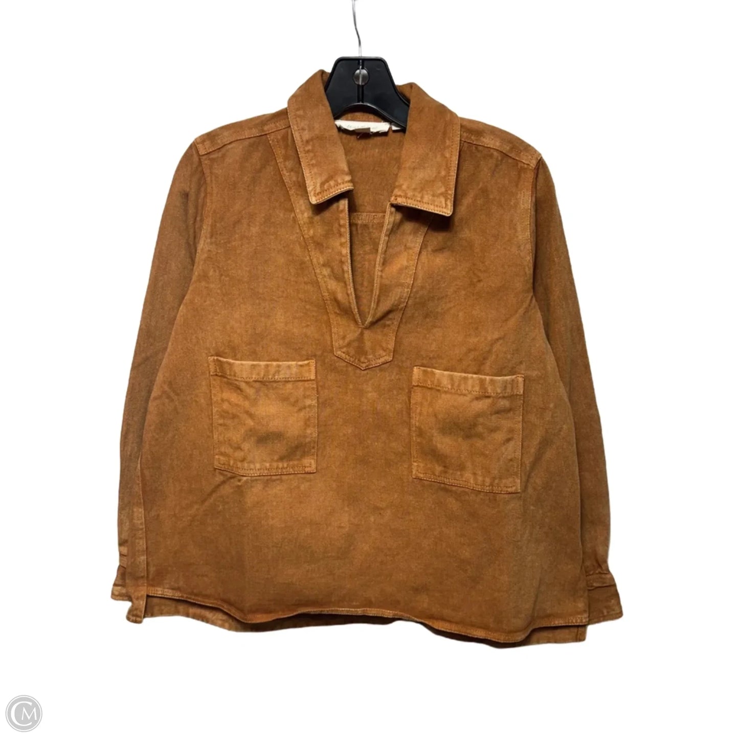 Long-Sleeve Collared Popover By Forever That Girl In Brown, Size: M