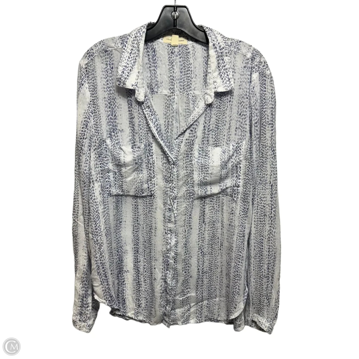 Top Long Sleeve By Cloth & Stone In Blue & White, Size: L