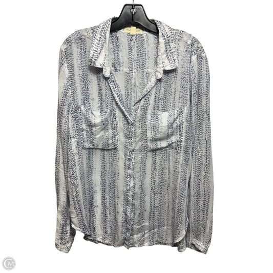 Top Long Sleeve By Cloth & Stone In Blue & White, Size: L