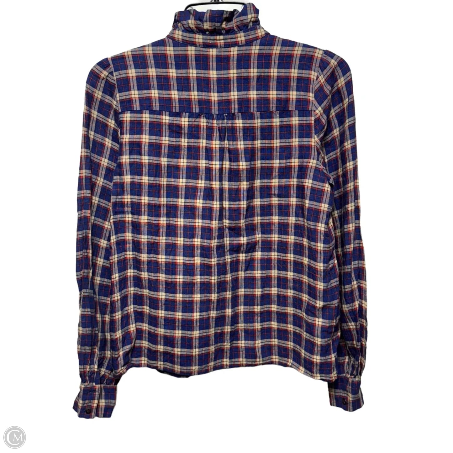 Linen Chemise Chloe Top Long Sleeve By Sezane In Carreaux Oxford Plaid, Size: S