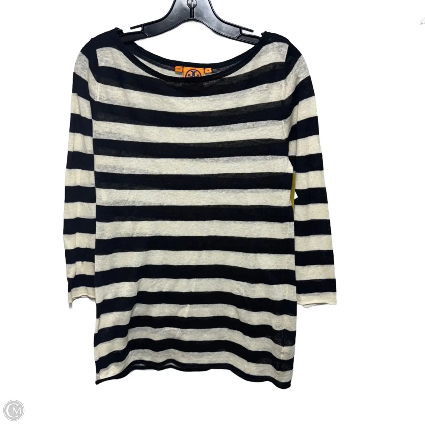 Linen Blend BoatneckSweater Designer By Tory Burch In Striped Pattern, Size: M