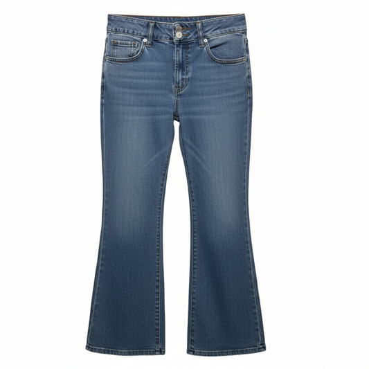 Retro High Rise Flared Jeans By Pilcro In Blue Denim, Size: 4