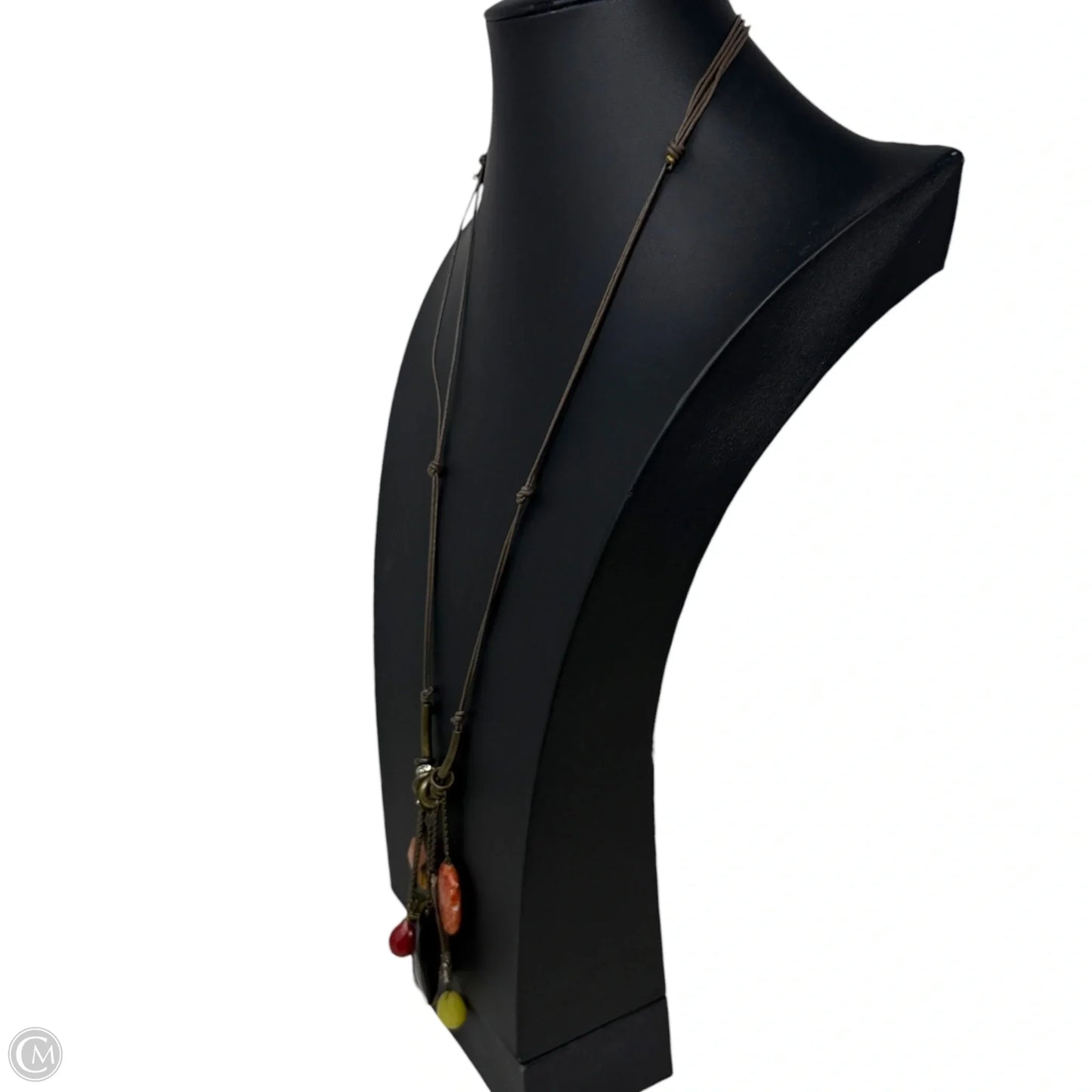 Vintage Adjustable Leather Multi Crystal Tassel Necklace By Silpada