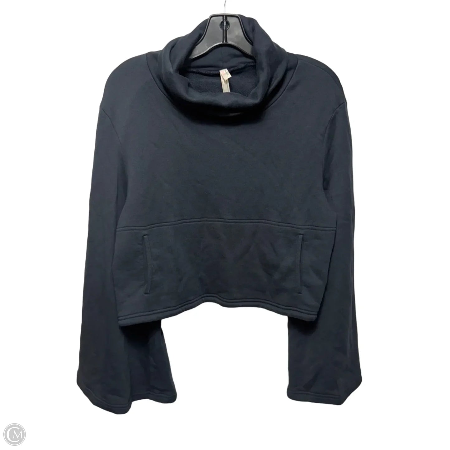 Cropped Split Sleeve Athletic Sweatshirt Collar By Free People In Navy, Size: S