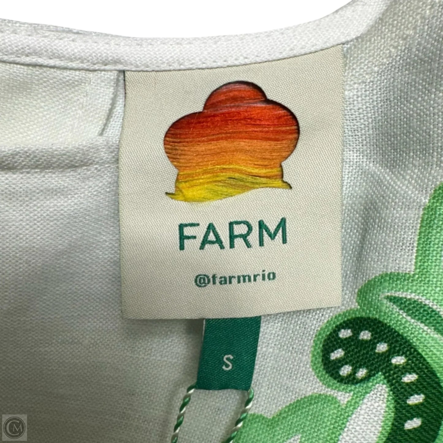 Flax Linen Top Short Sleeve By Farm Rio In Festival Green, Size: S