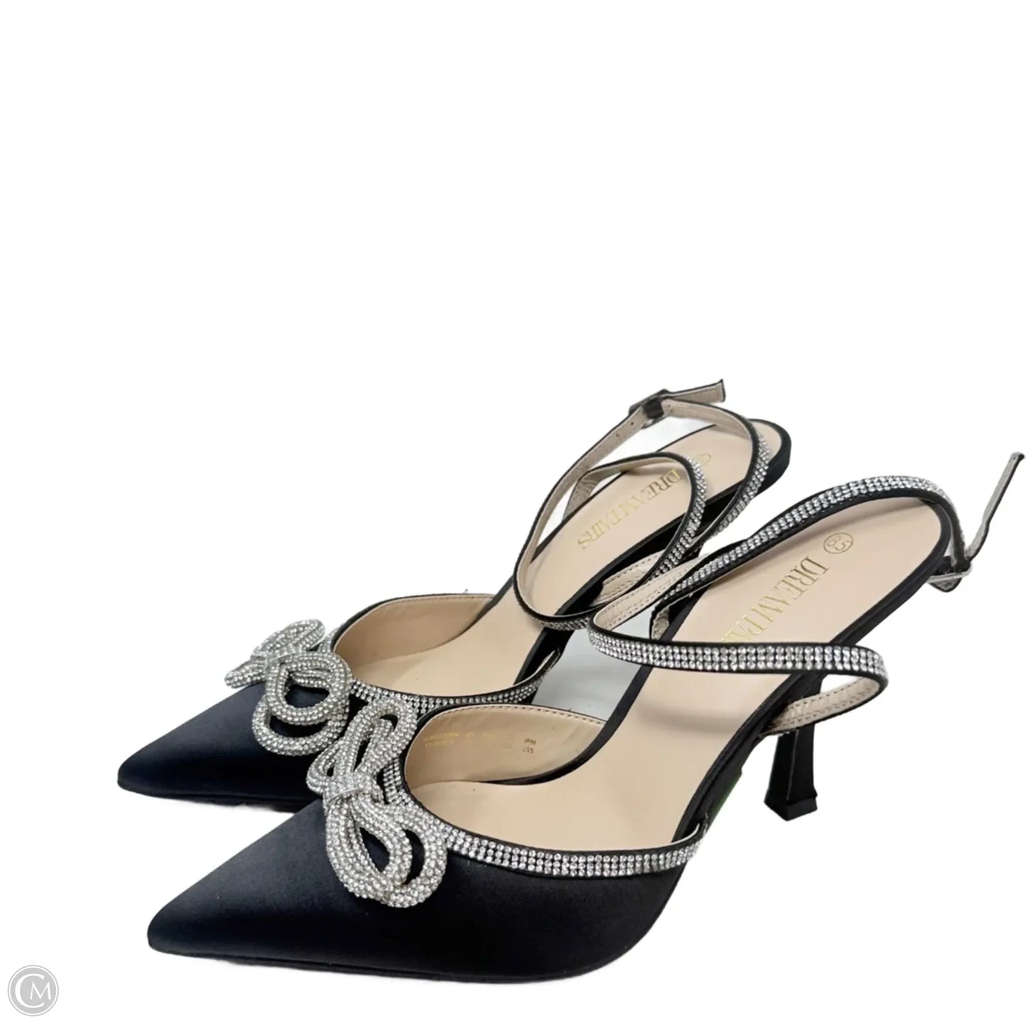 Destiny Stiletto Rhinestone Strap Pumps By Dream Pairs In Black, Size: 8.5