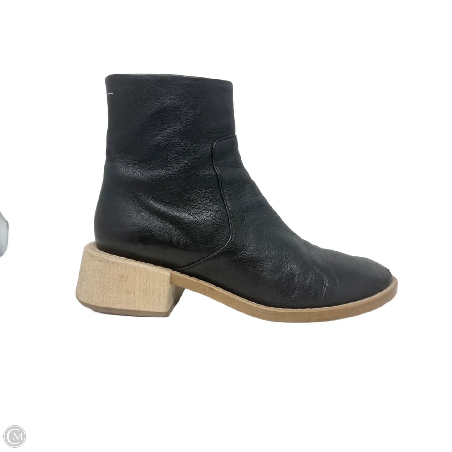Vintage Block Wooden Heel Ankle Boots Designer By Maison Margiela In Black, Size: 9