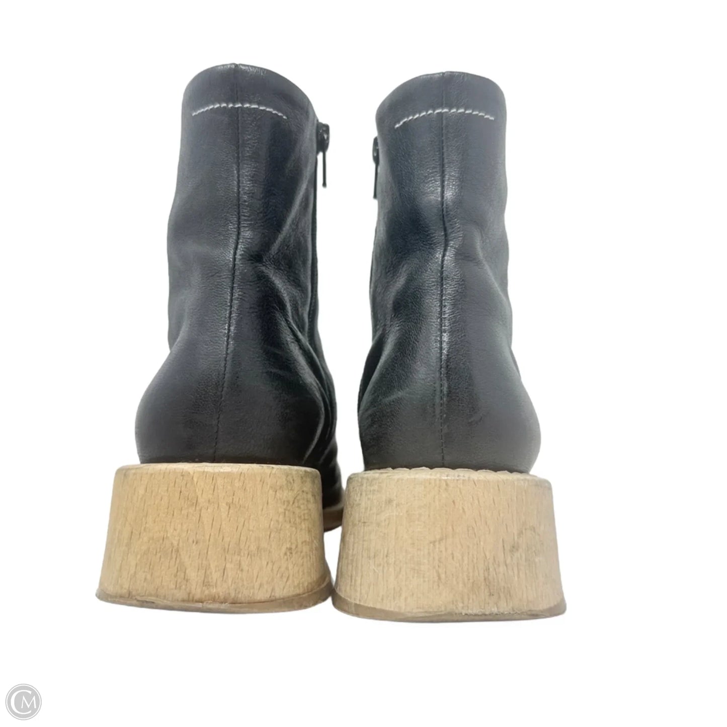 Vintage Block Wooden Heel Ankle Boots Designer By Maison Margiela In Black, Size: 9