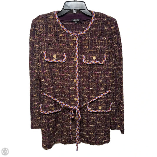 Braided-Trim Tweed Knit Jacket By Misook In Multi-colored, Size: M