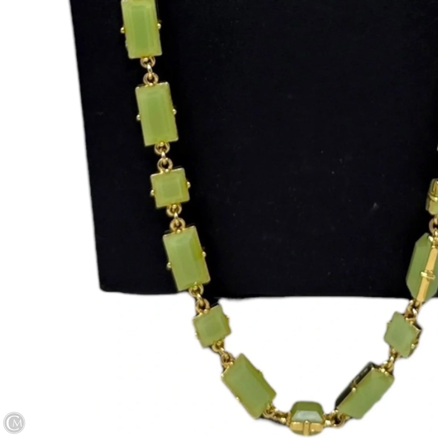 Gold Tone Green Crystal Station Necklace Designer By Kate Spade