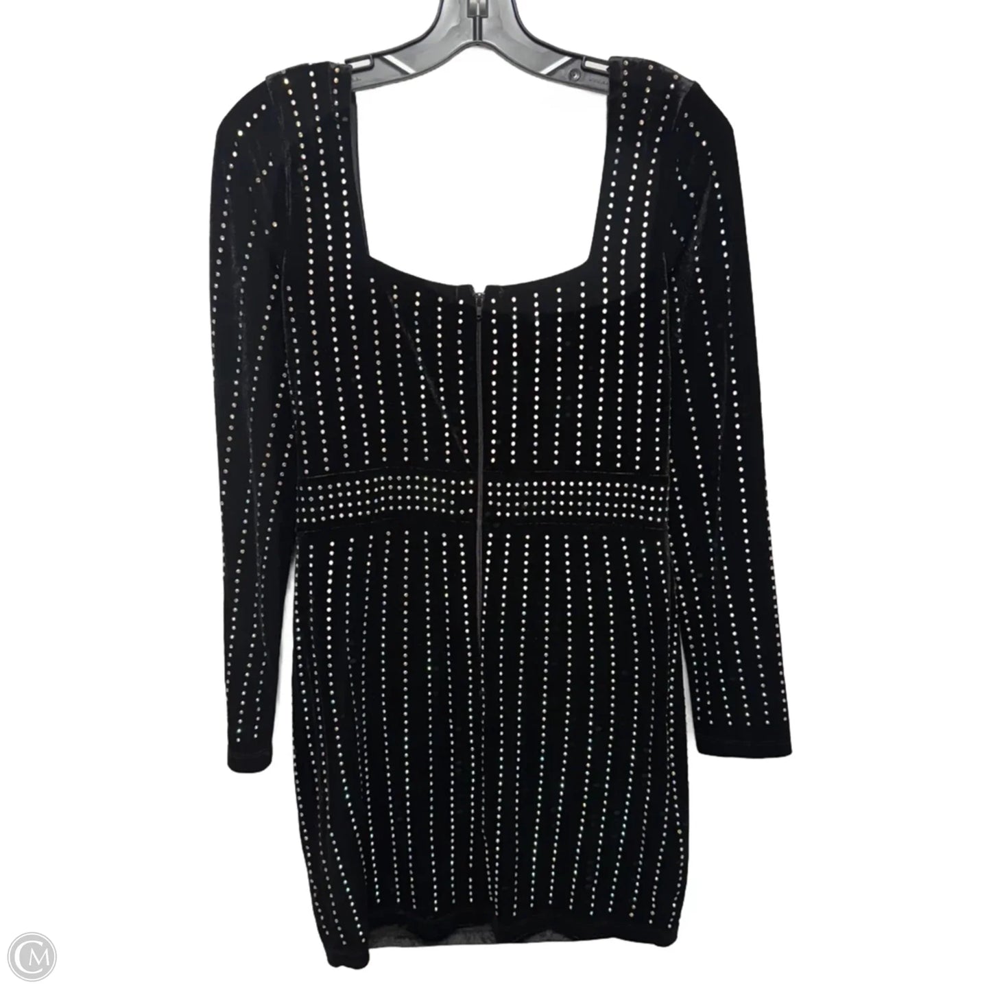 Raquel Formal Rhinestone Velvet Mini Dress By Windsor In Black, Size: L