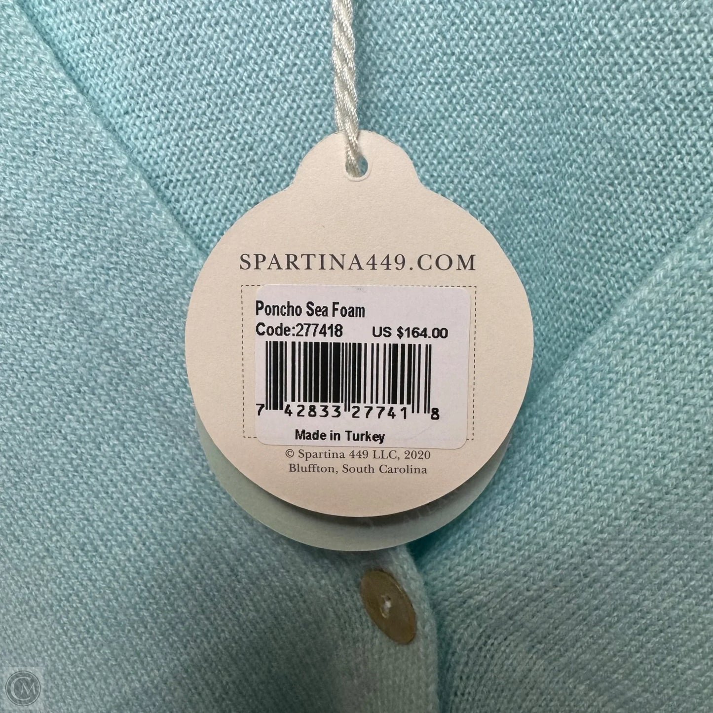 Wool-Cashmere Poncho By Spartina In Sea Foam, Size: Osfm